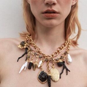 ZARA NEW WOMAN 2 MEDALLION SEA CHARM NECKLACES GOLD 4548/048/303 SUMMER PENDANTS